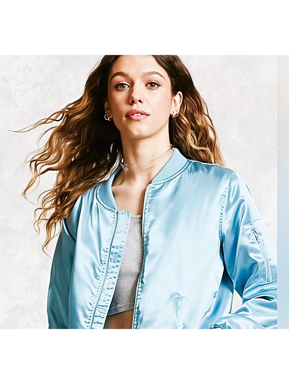 Tommy Hilfiger Y2K Silk Blue Varsity Satin Bomber Jacket 70s 80s Skater Medium